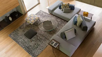 Divano componibile con schienali mobili in tessuto Softbench di Flou
