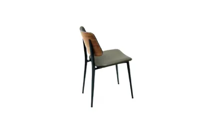 Sedia Joe S M TS/L in legno con rivestimento in pelle di Midj