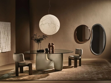 Tavolo Clay in vetro con base in ceramica di Nature Design