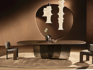 Tavolo Velombra in legno con base in vetro di Nature Design