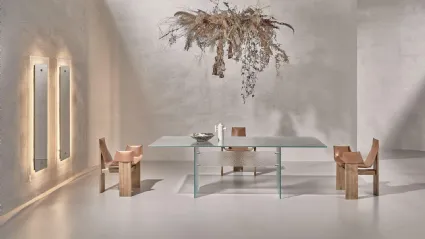 Tavolo di design Waterfall in vetro cotto extrachiaro di Nature Design