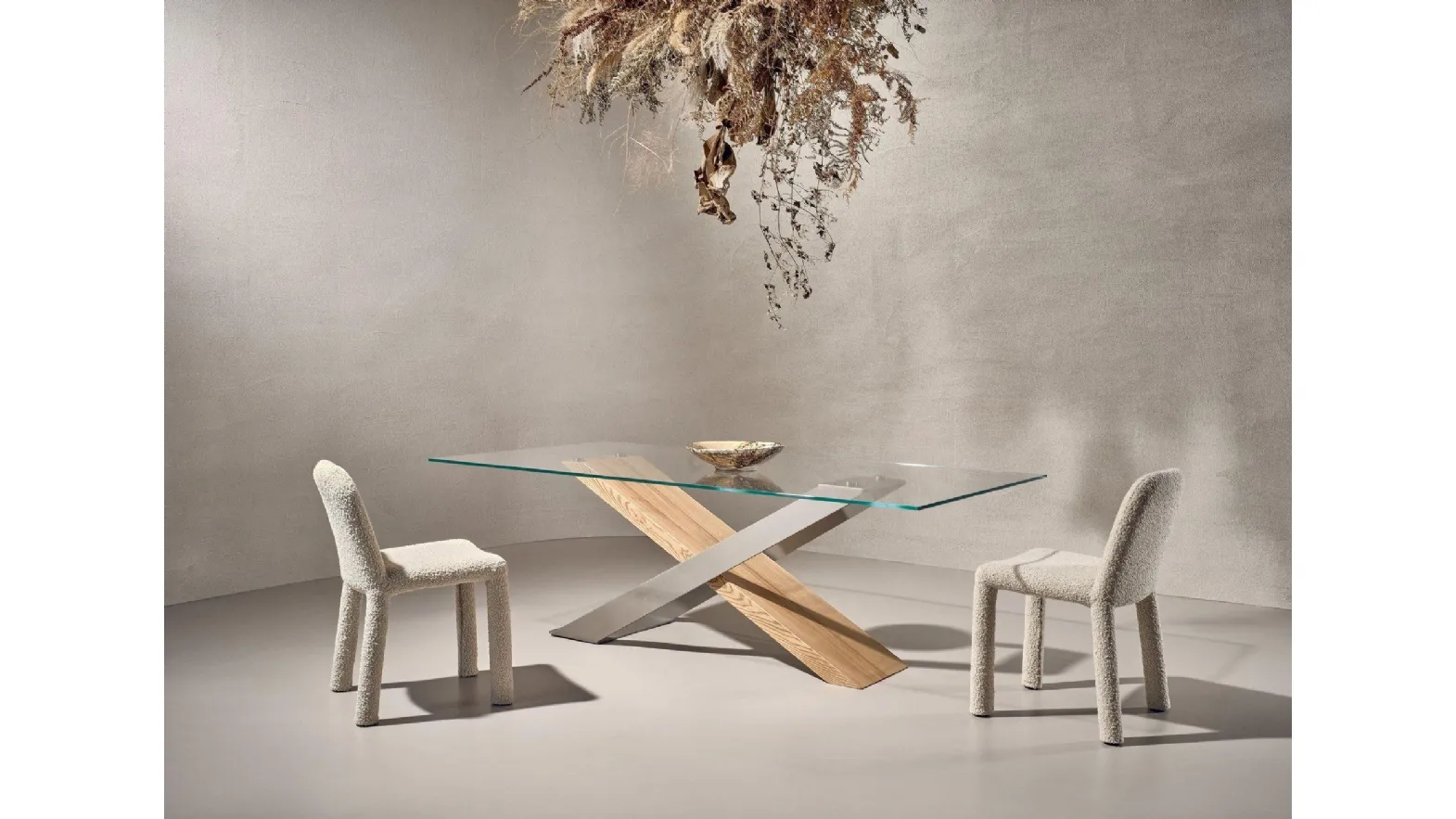 Tavolo X in cristallo extrachiaro di Nature Design