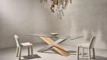Tavolo X in cristallo extrachiaro di Nature Design