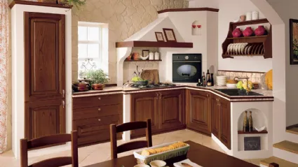 Cucina Classica ad angolo in muratura Ducale 04 in legno di Noce massello di Astra