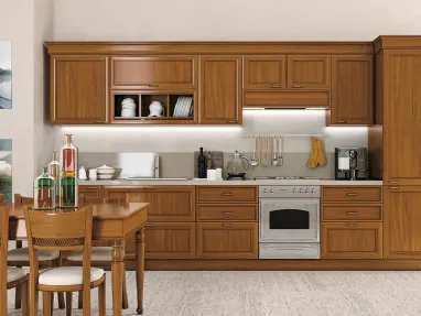 Cucina Classica lineare in legno Le Gemme composizione 05 di Le Fablier