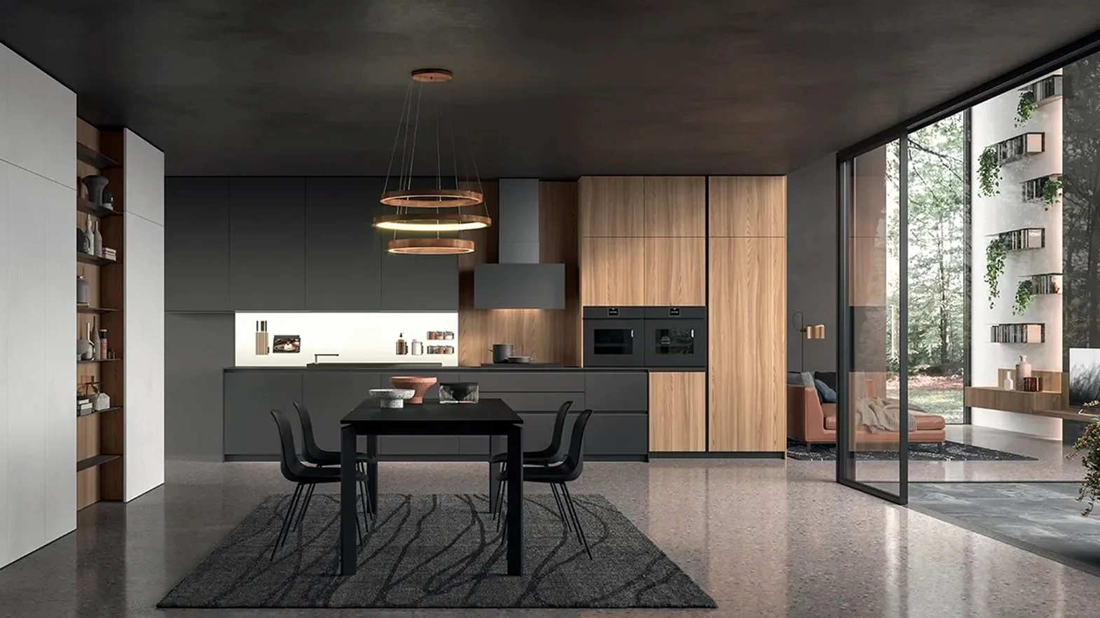 Cucina Design lineare HC-08 High Design 09 in HPL e Olmo di Astra
