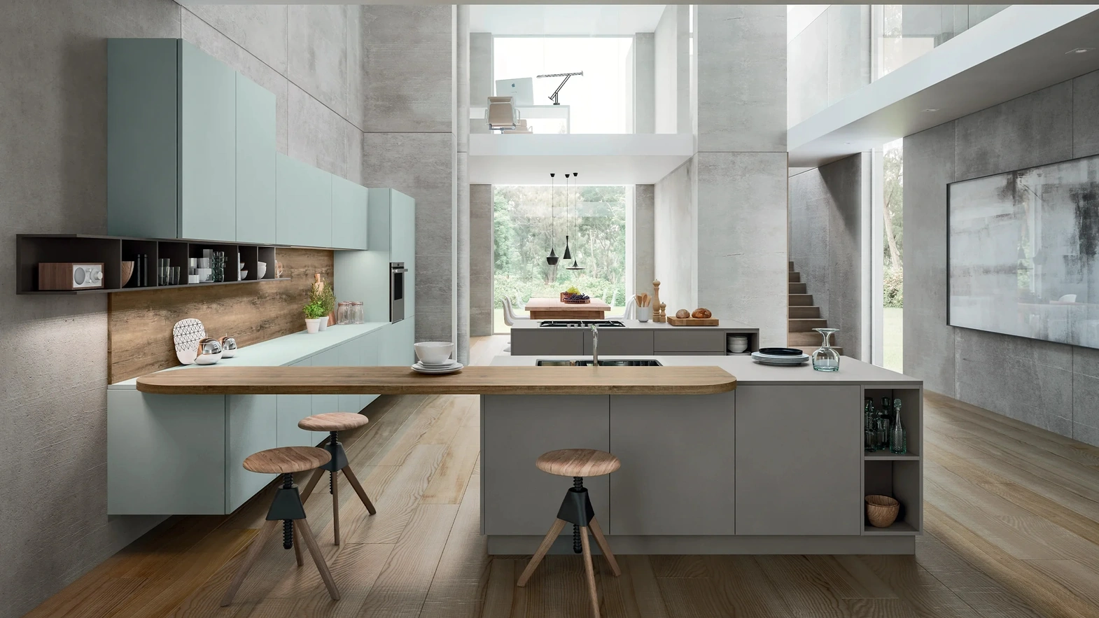 Cucina Moderna con isola e penisola SP-22 Moderno 14 di Astra