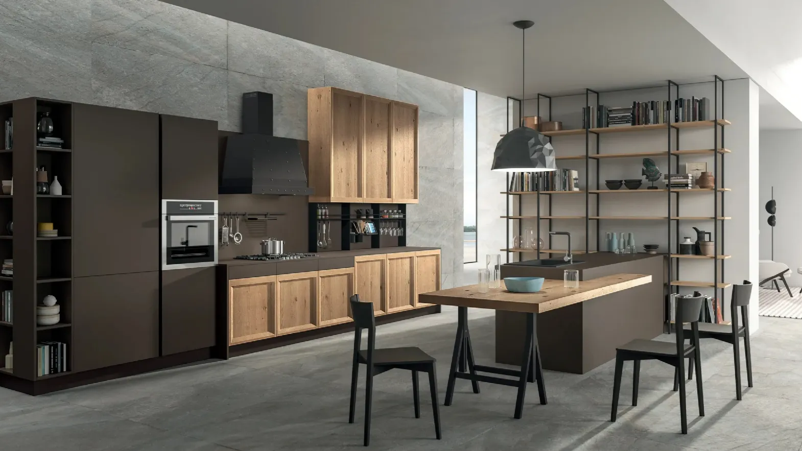 Cucina Moderna con penisola Atelier Contemporaneo 01 di Astra