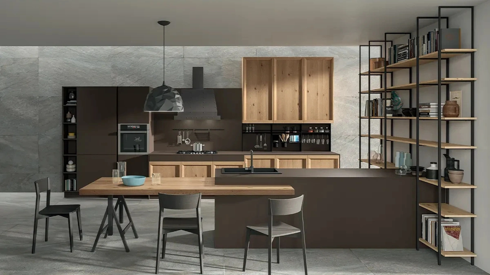 Cucina Moderna con penisola Atelier Contemporaneo 02 di Astra