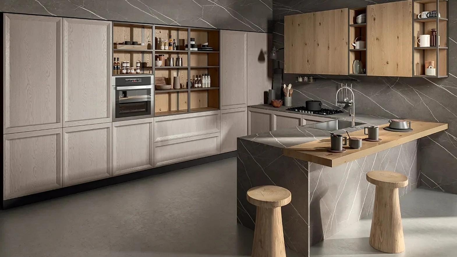 Cucina Moderna con penisola Atelier Contemporaneo 04 di Astra