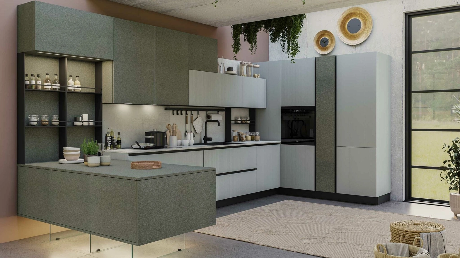 Cucina Moderna Doha Grigio e Antracite di Evo Cucine