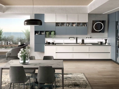Cucina Moderna Bali Bianco e Blu di Evo Cucine