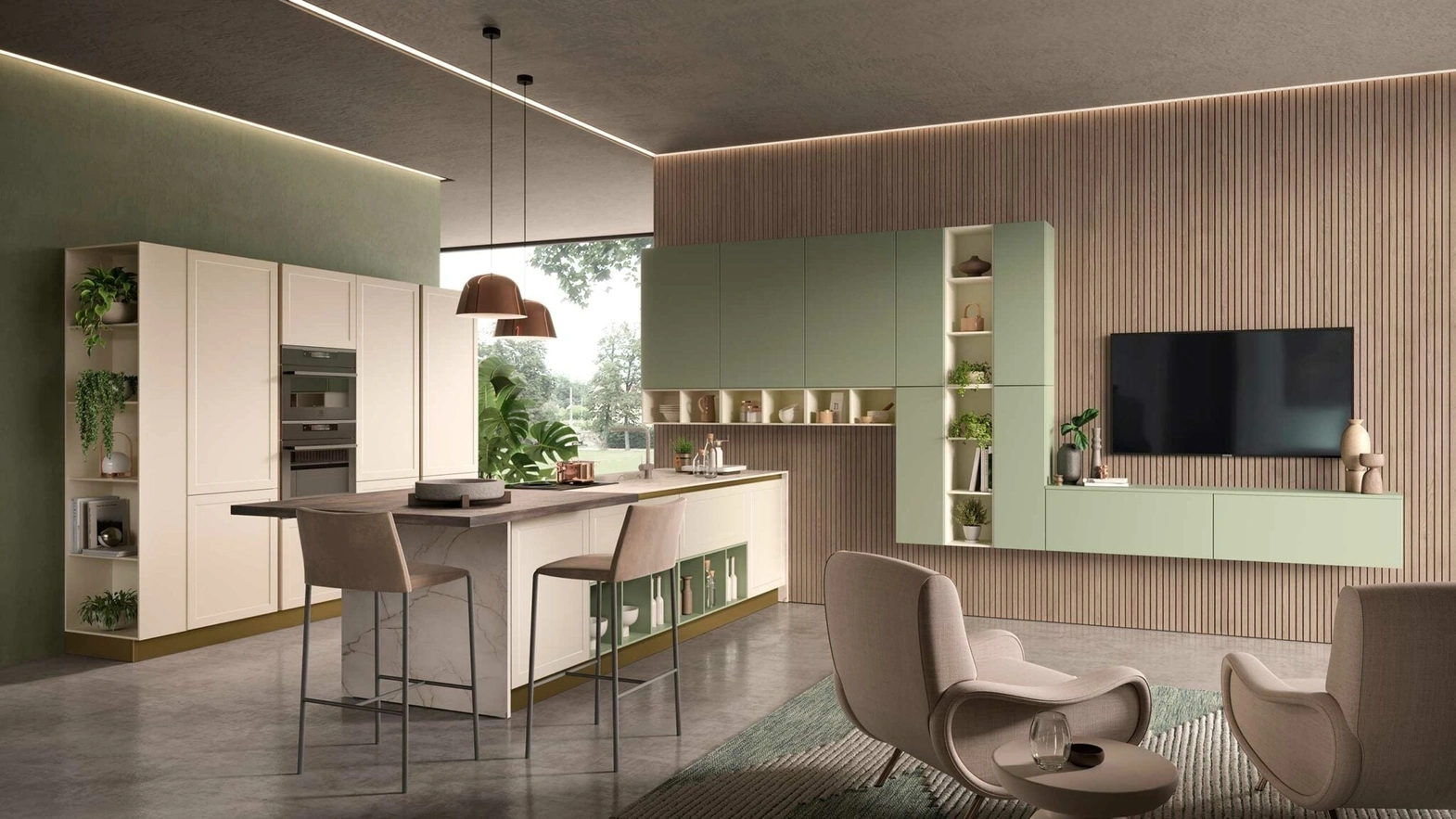 Cucina Moderna Bali Sahara e Verde di Evo Cucine