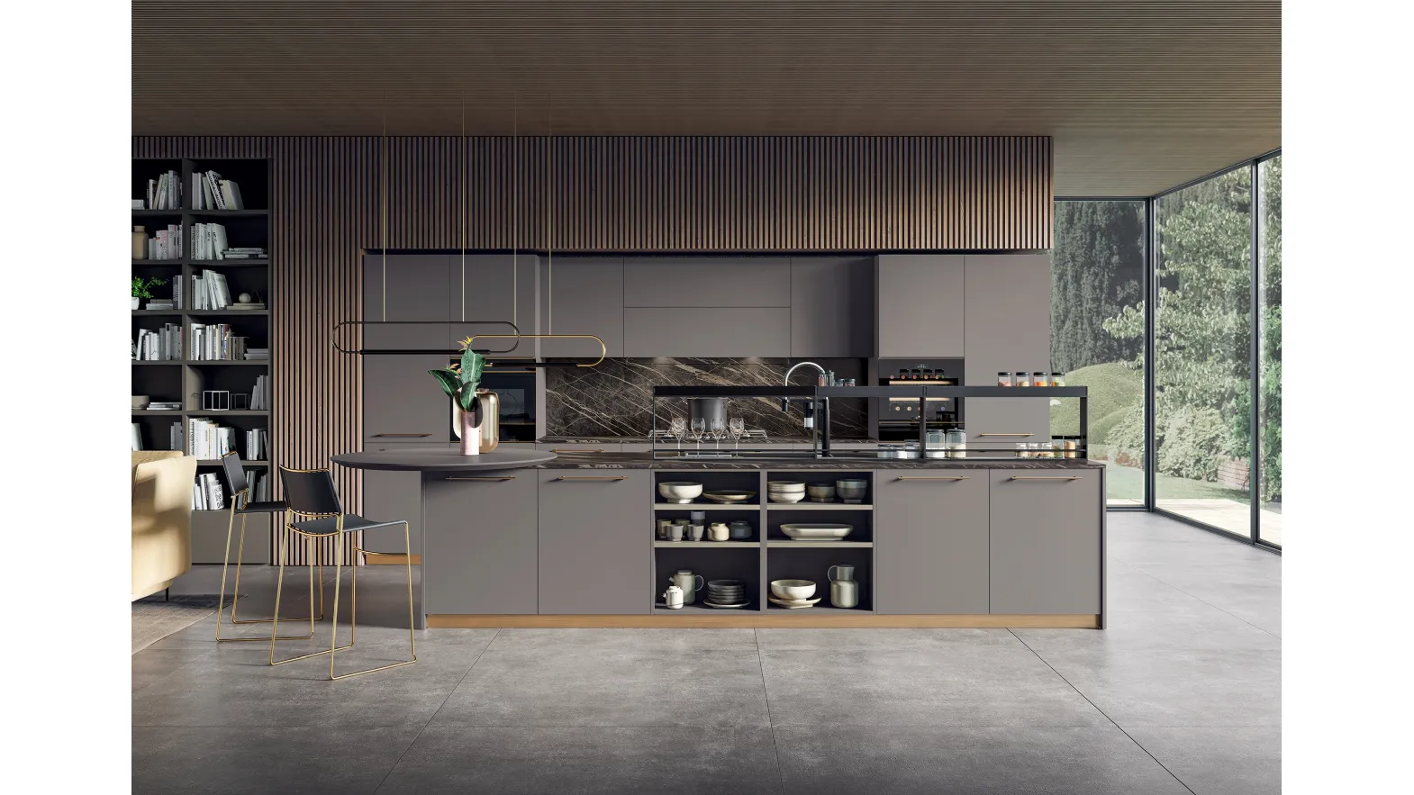 Cucina Moderna con isola in laccato opaco Modula 01 di Febal Casa