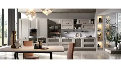 Cucina Moderna lineare Gea in Frassino finitura Canapa di Evo Cucine