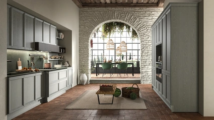 Cucina Moderna Impero Contemporaneo 01 in frassino laccato decapato di Astra