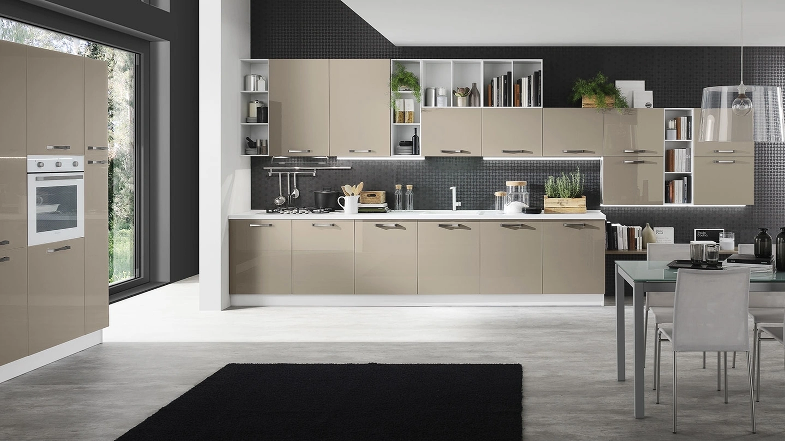 Cucina Moderna Korinna-Tortora-lucido Evo Cucine