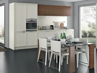 Cucina Moderna lineare Melograno in legno laccato opaco composizione 04 di Le Fablier