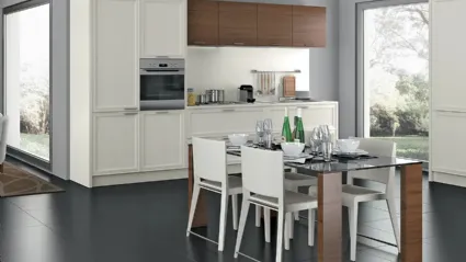 Cucina Moderna lineare Melograno in legno laccato opaco composizione 04 di Le Fablier