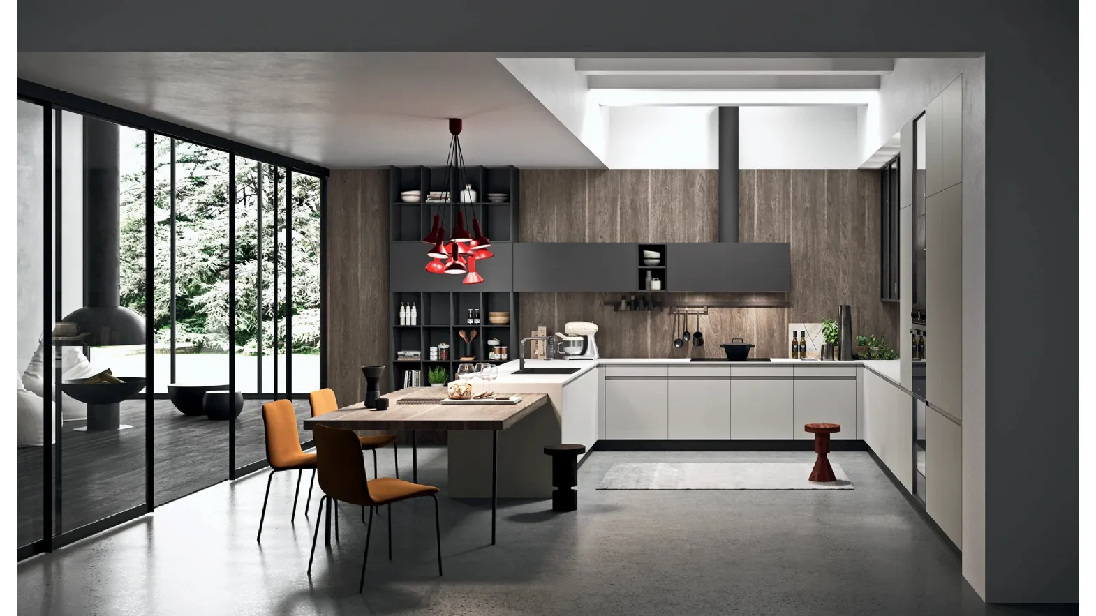 Cucina Moderna con penisola Line Moderno 17 di Astra