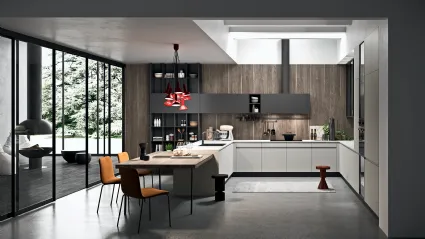 Cucina Moderna con penisola Line Moderno 17 di Astra