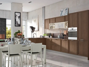Cucina Moderna con penisola Melograno Composizione PM07 in legno di frassino di Le Fablier