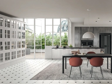 Cucina Moderna con penisola Old Line Elite 04 in legno e laccato metallico di Astra