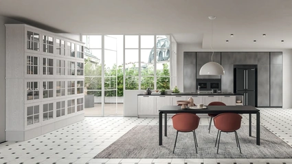 Cucina Moderna con penisola Old Line Elite 04 in legno e laccato metallico di Astra