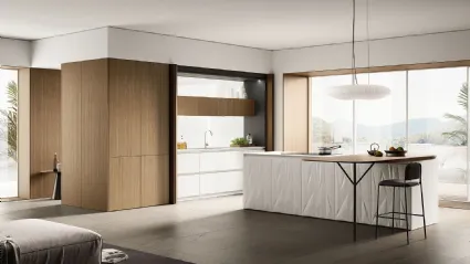 Cucina Moderna con isola Origina 01 04 in legno e laccato Febal Casa