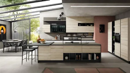 Cucina Moderna Rio Bianco e Frassino di Evo Cucine