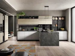 Cucina Moderna Rio Grigio e Olmo di Evo Cucine