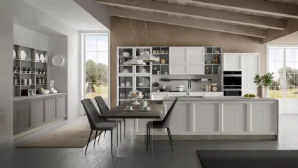 Cucina Moderna Saona in frassino finitura Grigio e Bianco di Evo Cucine