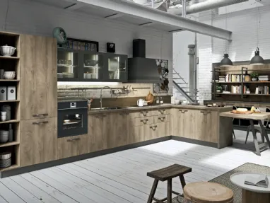 Cucina Moderna con penisola SP-22 Industrial 02 di Astra