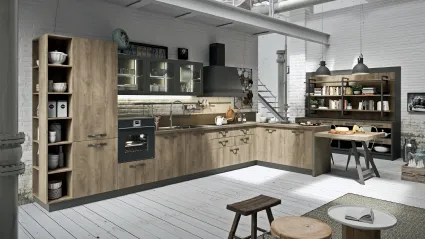 Cucina Moderna con penisola SP-22 Industrial 02 di Astra