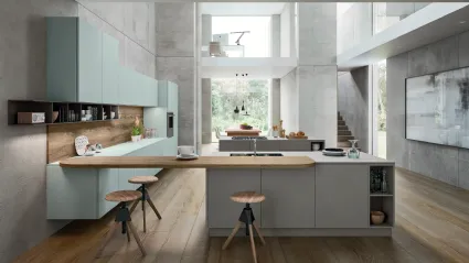 Cucina Moderna con isola e penisola SP-22 Moderno 12 in vetro e laccato di Astra