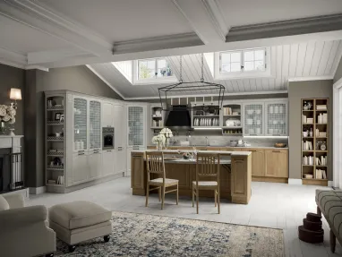 Cucina Shabby Chic in legno angolare con isola Gala 01 di Febal Casa