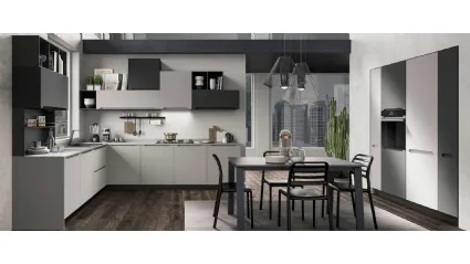 Cucina su misura angolare Carima finitura Grigio e Grafite opaco di Evo Cucine
