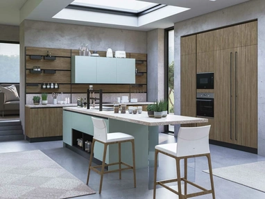 Cucina su misura Doha Rovere e Verde Salvia di Evo Cucine