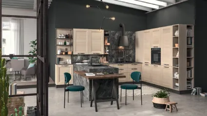 Cucina su misura con penisola Ego 04 in laminato effetto legno di Astra