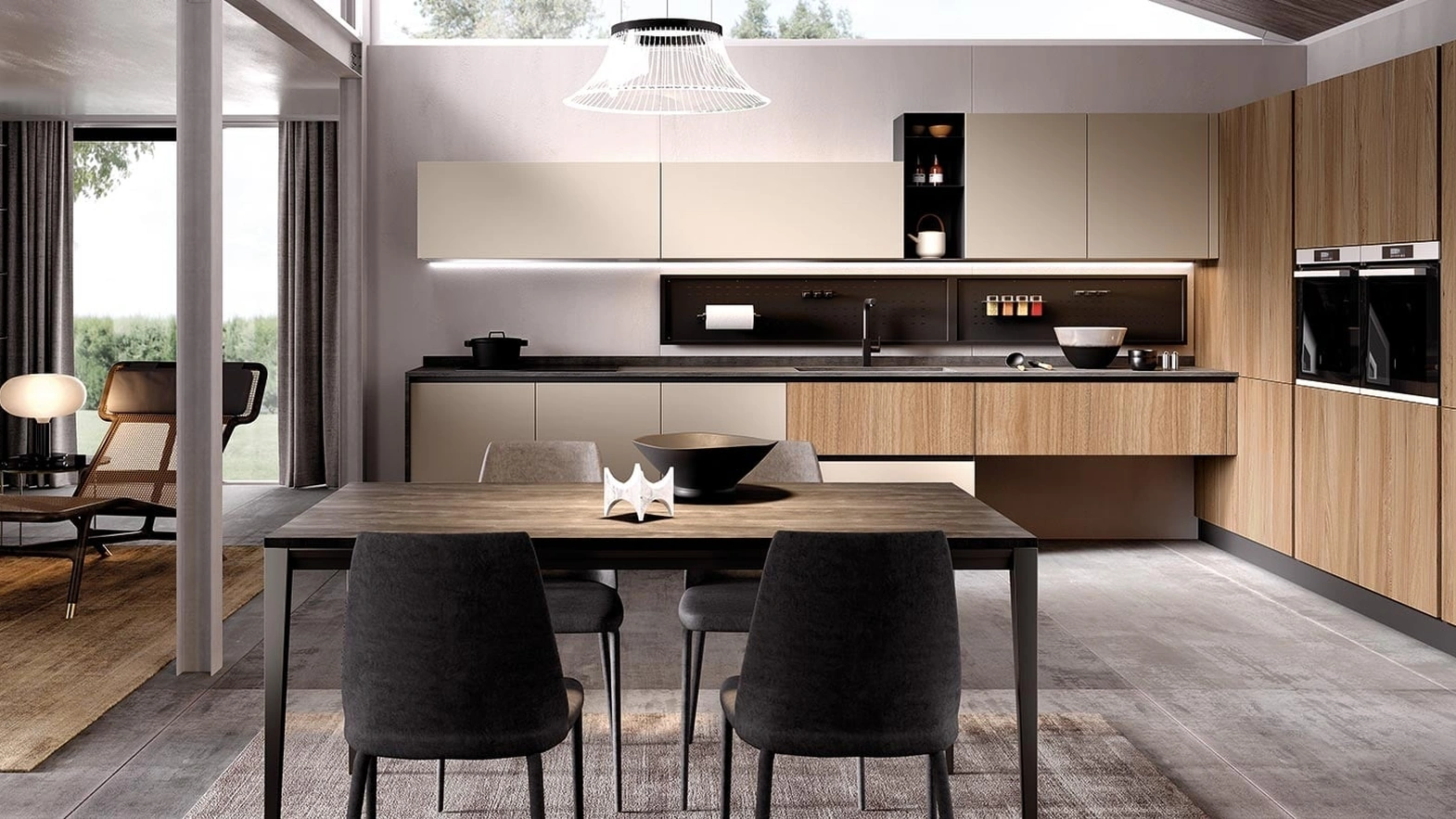 Cucina su misura angolare Futura Corda e Rovere di Evo Cucine