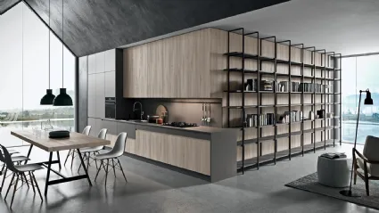 Cucina su misura lineare Line 02 in laminato termostrutturato Nordic e laccato opaco Londra di Astra
