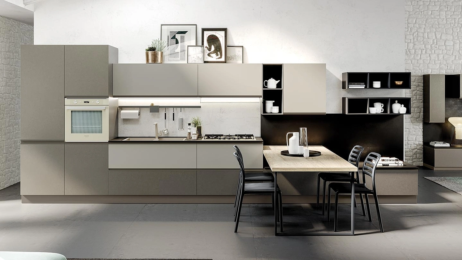 Cucina su misura Maia Cemento Fango e Corda di Evo Cucine