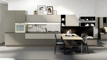 Cucina su misura Maia Cemento Fango e Corda di Evo Cucine