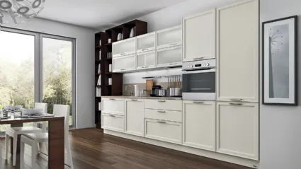 Cucina lineare su misura in legno laccato Bianco opaco Melograno Cucina composizione 01 di Le Fablier