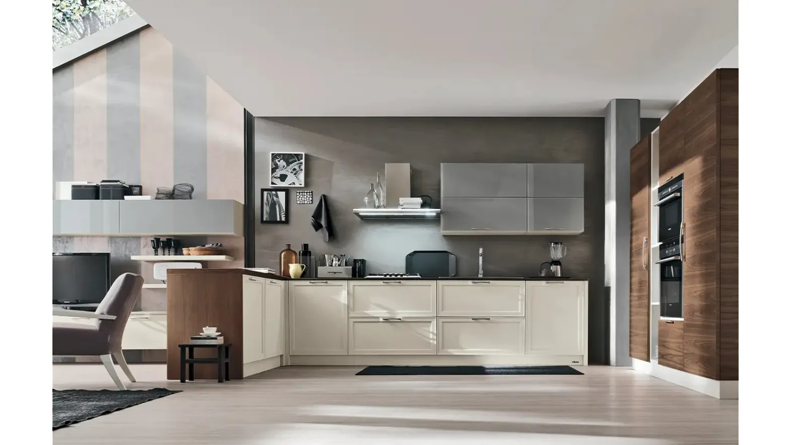 Cucina su misura con penisola Melograno composizione 02 di Le Fablier