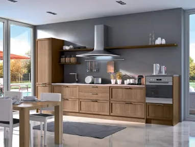 Cucina lineare su misura in legno Melograno composizione 06 di Le Fablier