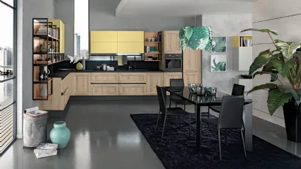 Cucina angolare su misura finitura rovere spaccato naturale Memory 04 di Febal Casa