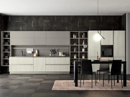 Cucina su misura angolare Carima finitura Grigio e Grafite opaco di Evo Cucine