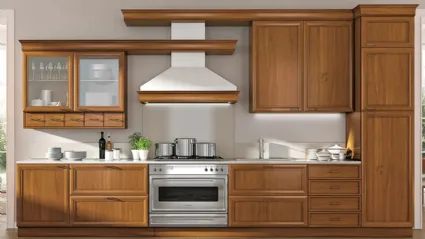 Cucina lineare su misura Le Gemme in legno composizione 02 di Le Fablier